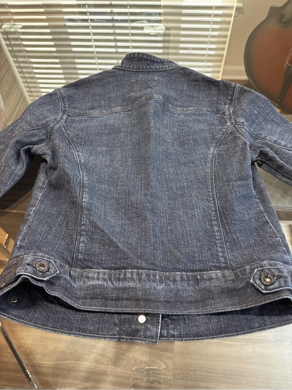 Levi’s Dark Indigo Denim Jacket - Women's Stand Collar Jean Jacket - Picture 11 of 16